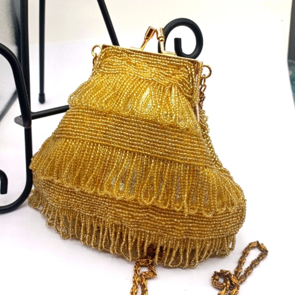 Unique Gold Beaded Small Purse